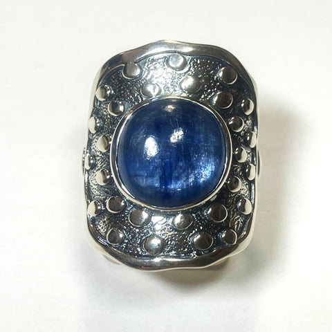 Blue Kyanite Polished Oval Ring