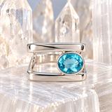 Blue Topaz Square Silhouette Ring