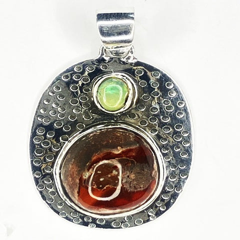 Mexican Fire Opal and Ethopian Opal Pendant