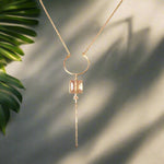 Hammered Crescent with Square Champagne Crystal