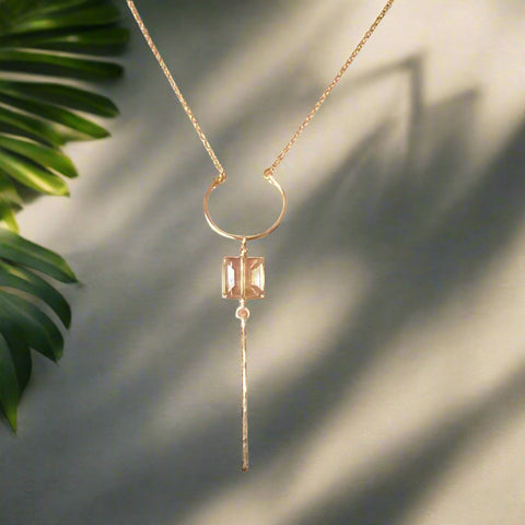 Hammered Crescent with Square Champagne Crystal