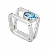 Blue Topaz Square Silhouette Ring