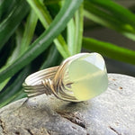 Serpentine Jade Gold Wire Wrapped Ring