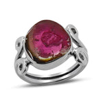 Watermelon  Tourmaline Round Ring