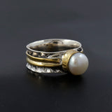 Pearl Two Tone Silver Ring