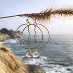 Rutilated Quartz on Gold Hoop Earrings