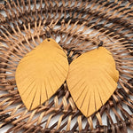 Yellow Suede Feather Earrings