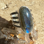 Labradorite Blue Long Ring
