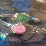 Tourmaline Green and Pink Raw Twister Ring