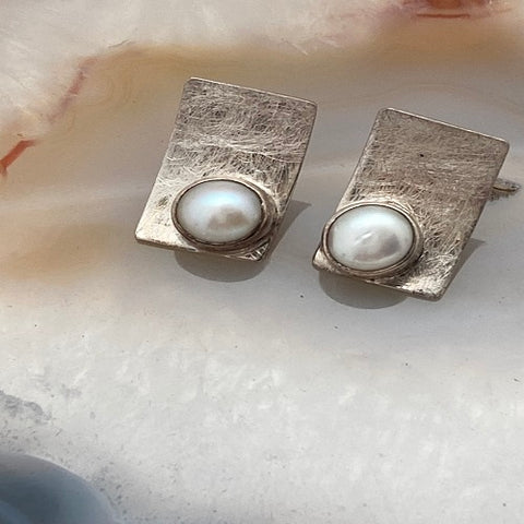 Pearl Rectangle Earrings