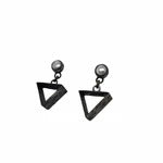 Pearl With Open Triangle Post Earrings