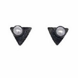 Pearl Triangle Posts Earrings