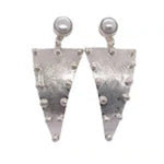 Studded Pearl Triangle Post Earrings