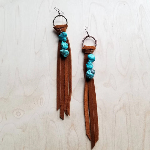 Suede Fringe with Turquoise Chunks